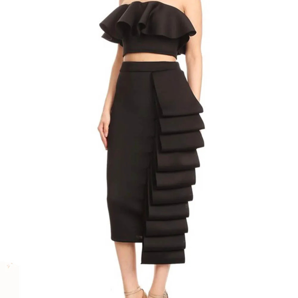 Летняя Женский комплект 2 шт. юбка-карандаш с высокой талией и укороченный топ