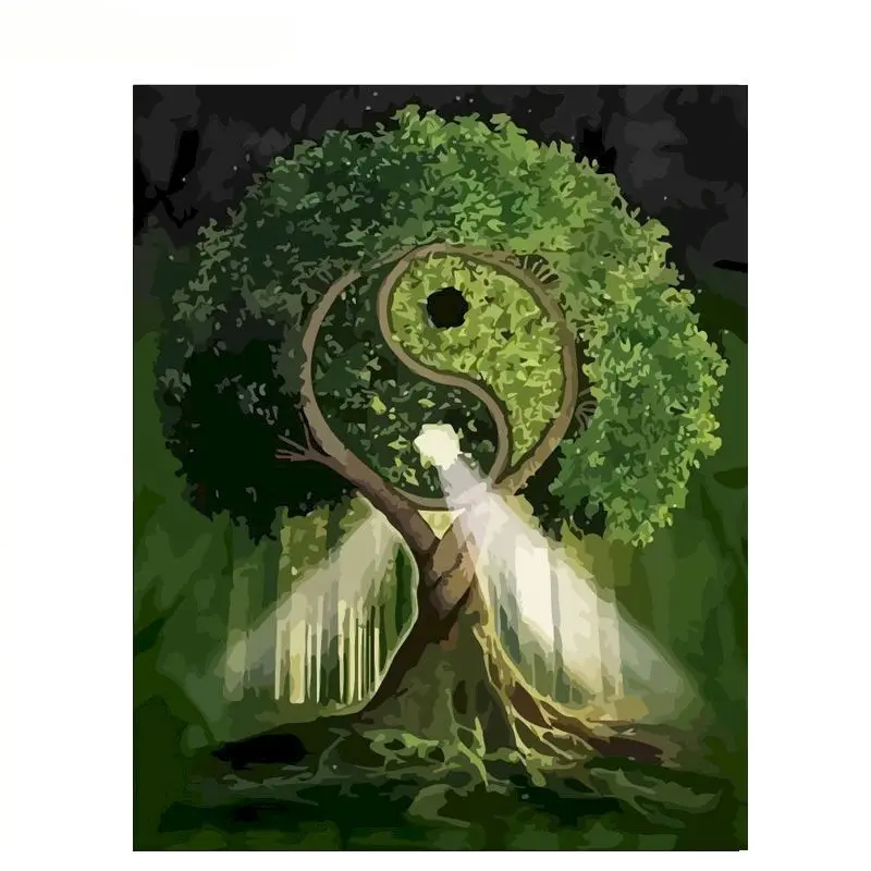 

Coloring By Number Tree On Canvas With Framed Oil Picture For Adults Acrylic Paint DIY Kits Painting By Numbers Decoration Wall