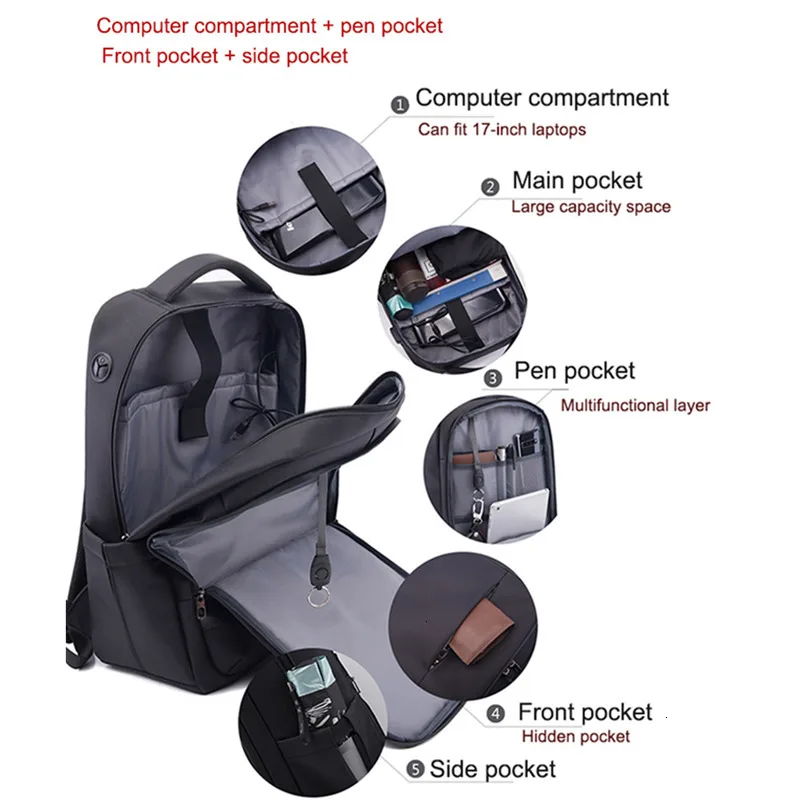 Мужской многофункциональный водонепроницаемый рюкзак с usb зарядкой 17 3 дюйма для