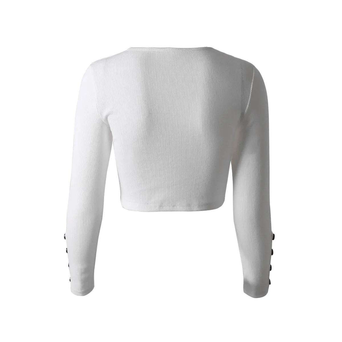 Женский тонкий свитер пуловер с длинным рукавом и круглым вырезом высокой талией