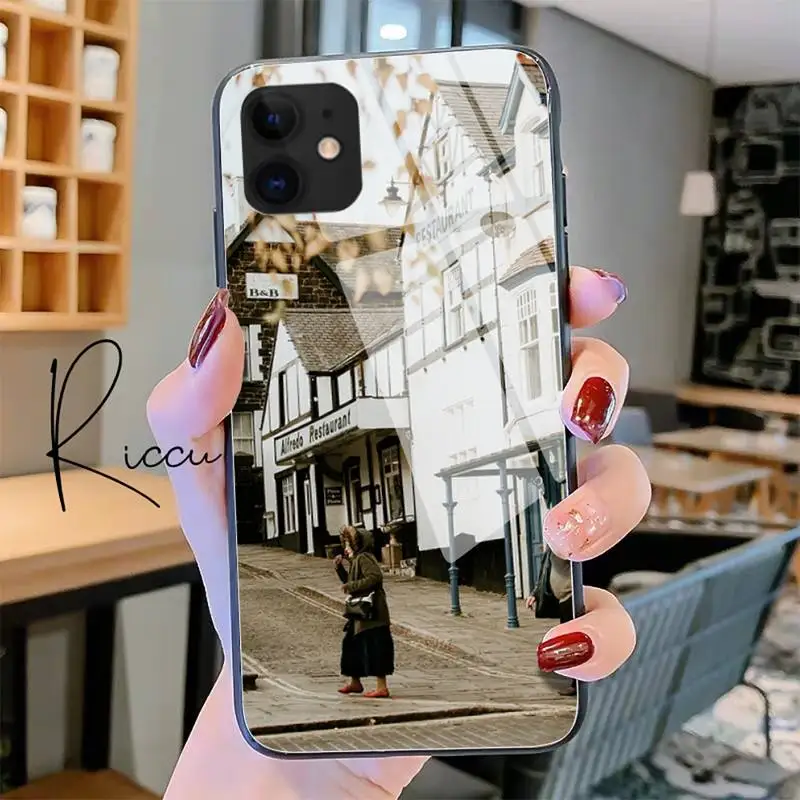 

European and American towns Phone Case Tempered Glass For iPhone 11 Pro XR XS MAX 8 X 7 6S 6 Plus SE 2020 12 Pro Max Mini case