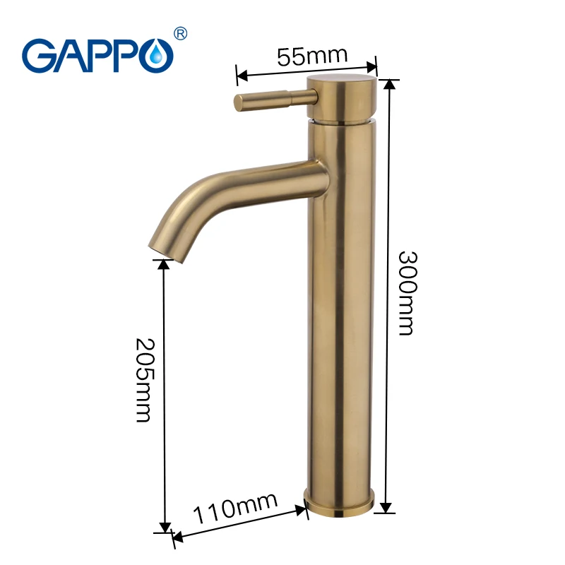 GAPPO Смесители Для Раковины из нержавеющей стали золотого цвета смесители для