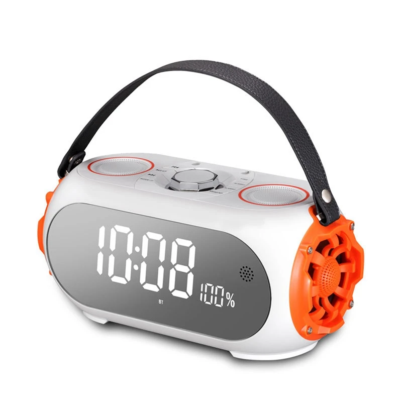 White Orange Q60 3 рога двухдиафрагменная беспроводной bluetooth динамик 3,5 мм динамики с USB FM передатчик бас будильник с динамиком с микрофоном - Цвет: White Orange