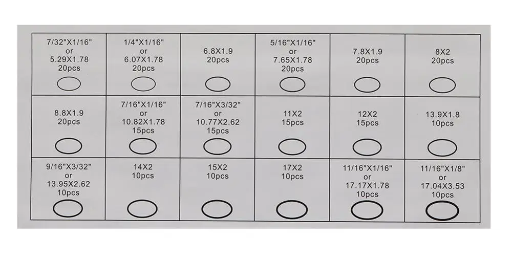 270 шт. ассортимент уплотнительных прокладок уплотнительные кольца герметичные