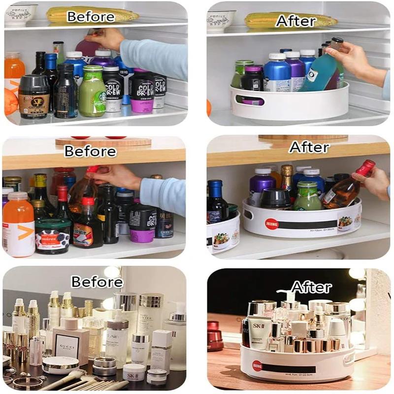 plastic lazy rotating storage container non slip 9 12 rotating organizer tray for kitchen pantry cabinet bathroom free global shipping