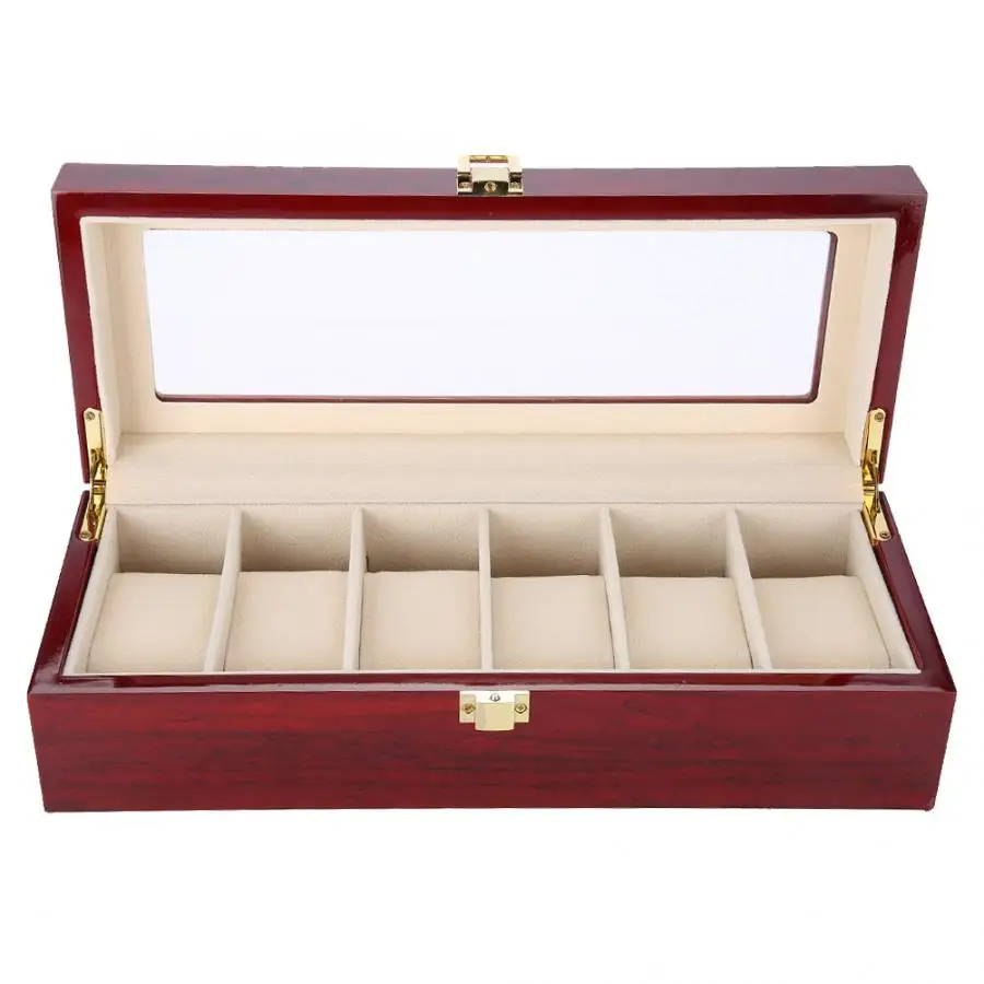 6 слотов Деревянный чехол для хранения часов держатель коробки дисплея стильный