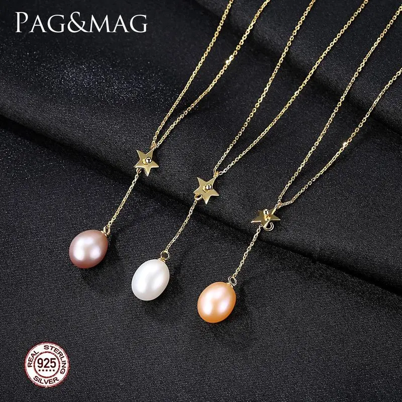 925 ожерелье из чистого серебра ключицы натуральный пресноводный жемчуг звезда