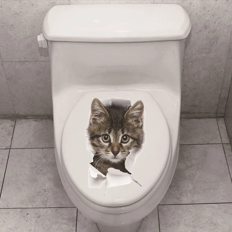 3D Наклейка на стену с кошками наклейки для туалета ванная комната туалет детская