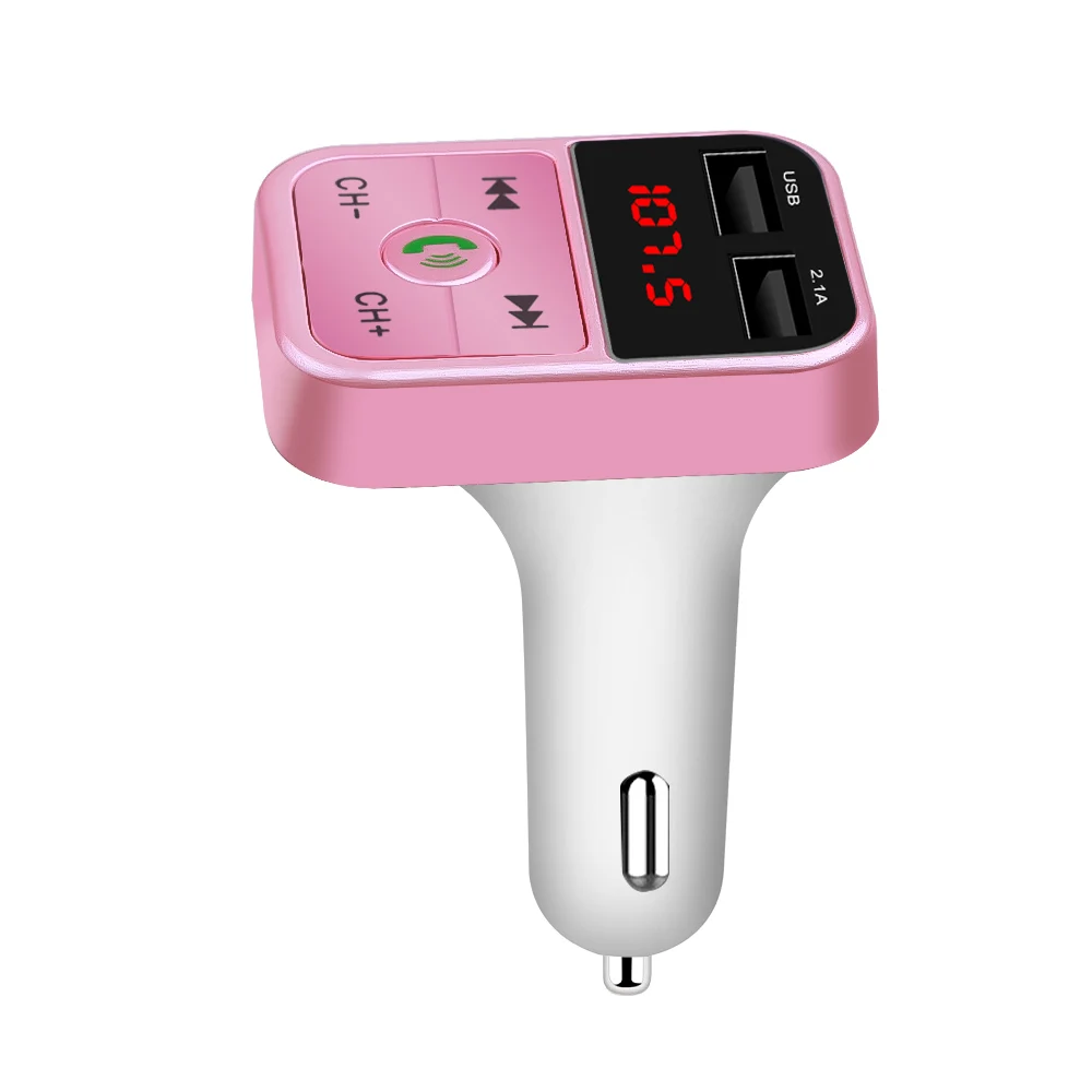 Pink Двойной USB 3.1A зарядное устройство для телефона автомобильный fm-передатчик Bluetooth 4,2 стерео Mp3 плеер u-диск TF карта воспроизведения цифровой вольтметр - Название цвета: Pink