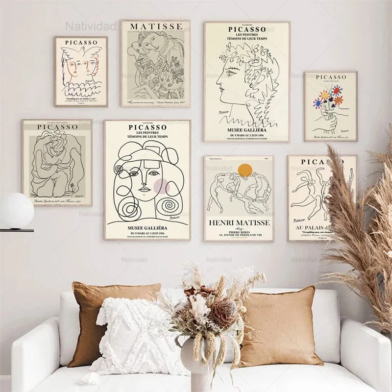 

Abstract Canvas Painting Picasso Matisse Girl Wall Art Flower Nordic Posters and Prints Pictures Living Room Home Decoration