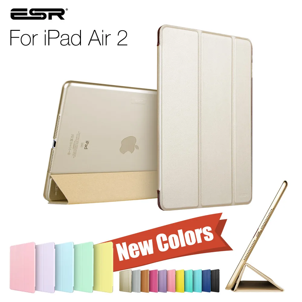 Champagne Gold Чехол для iPad Air 2, ESR ура Цвет PU+ прозрачный PC задняя Ultra Slim Light Вес устойчивое к царапинам корпус для iPad Air 2 6 Gen - Цвет: Champagne Gold