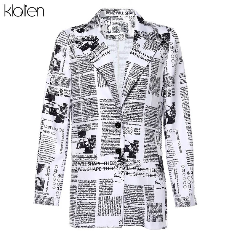 Женский однобортный наряд с принтом kalien куртка длинным рукавом отложным