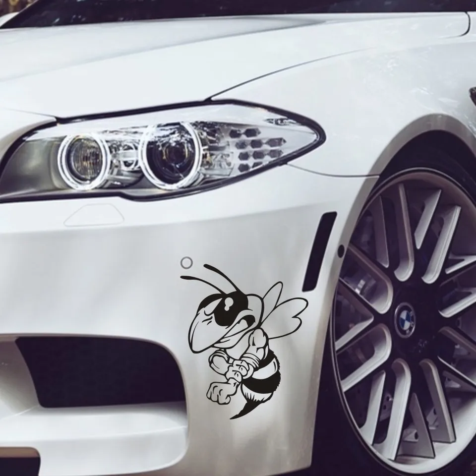 15*12cm 3D Car Sticker and Decal Angry Cute Bee Cartoon Vinyl Reflective Styling Accessories | Автомобили и мотоциклы