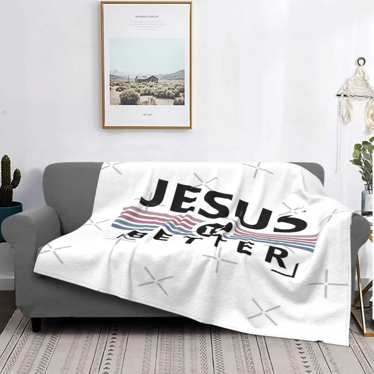 

Jesus es mejor, 1 manta, colcha para cama, sofra a cuadros, manta Kawaii a cuadros en el sofra