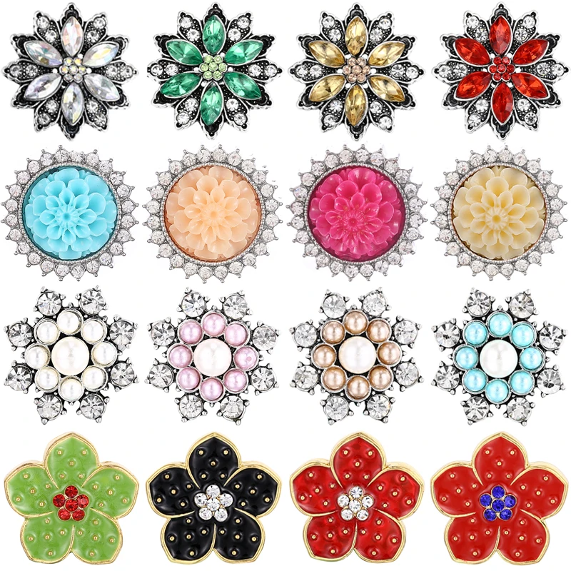 Пуговицы 18 мм/20 мм с цветком пиона Кристальные пуговицы ювелирные изделия для