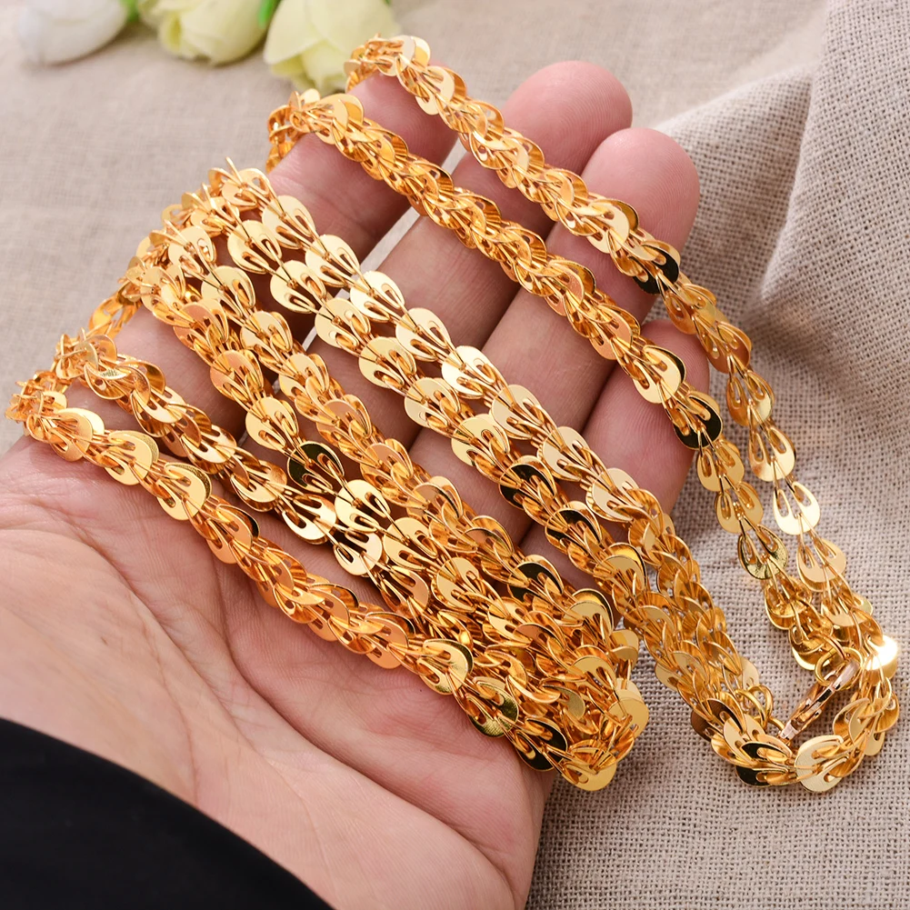24K Dubai Gold 120cm Farbe Halskette Kette Für frauen luxus hochzeit Vogel feder ornament Dubai Indien frau geschenke kette