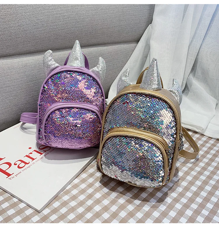 

Blingbling Children Fashion Sequins Backpacks Femme Teenage Girls Small Travel Bags