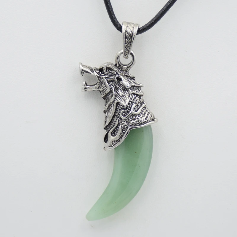 Винтаж зуб волка Форма Природный камень кварц Кристалл Опал авантюрин