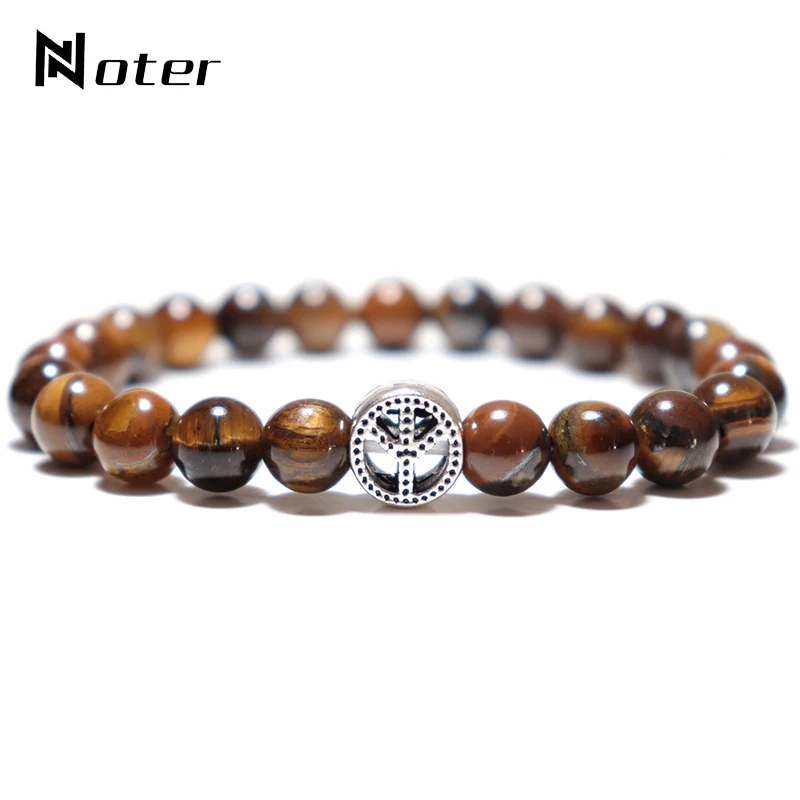 Noter 2021 Новый Натуральный камень Браслеты Для мужчин женщин знак мира браслет из