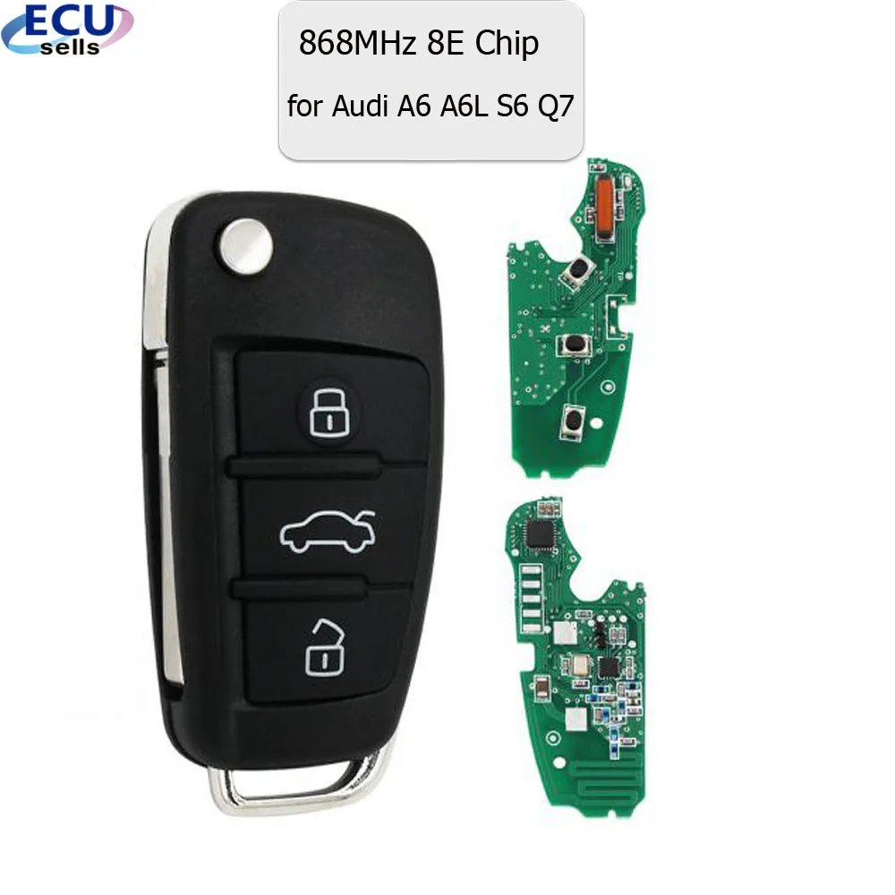 Раскладной дистанционный Автомобильный ключ с 3 кнопками 8E чип FSK 868 МГц брелок