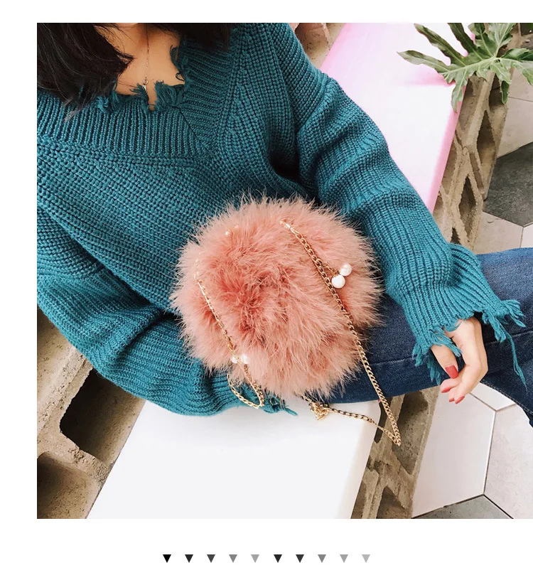 Luxury Designer Fur Purse Women Ostrich Feathers Evening Party Bag Famous Brand Handbag Fall Winter Party Day Cluthes Drop Ship