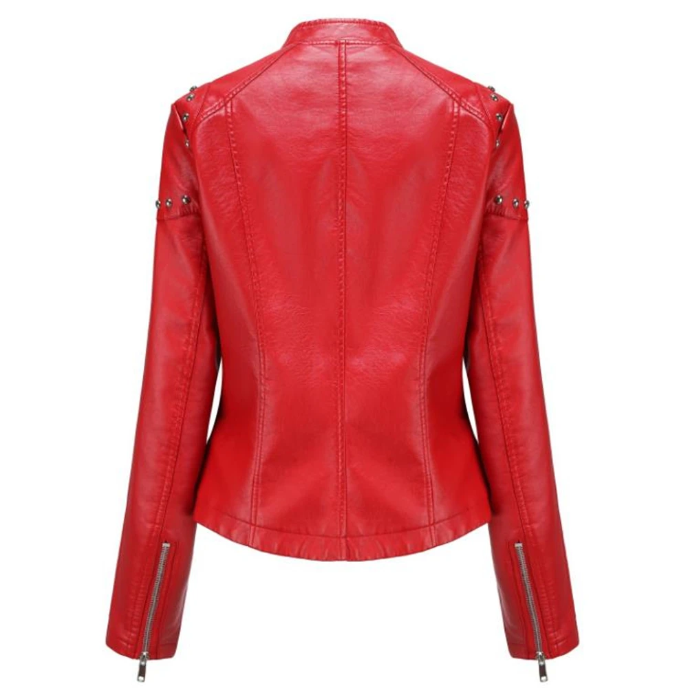 Spring Autumn Women Faux Leather Jacket Ladies Solid Pu Overcoat Zipper Biker Coat Female Casual Leather Outwear 3XL Waterproor