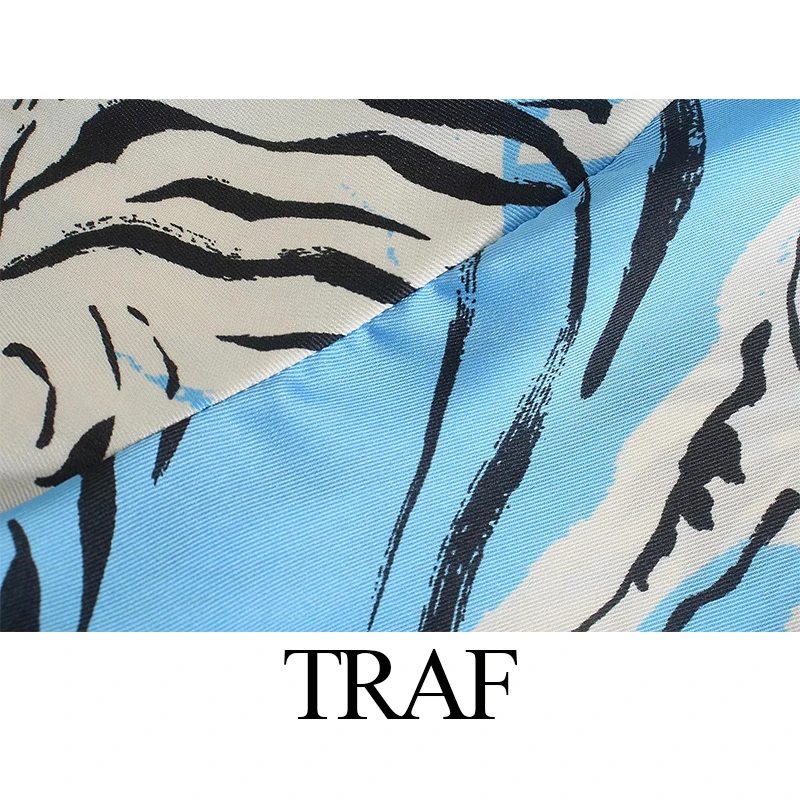 

TRAF Za 2021 Blue Shirt Women Crop Top Female Short Sleeve Blouses Woman Summer Shirt Collared Button Up Shirt Elegant Blouses