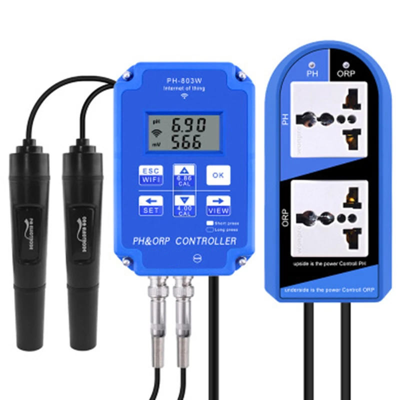 

Wifi мониторинг цифровой кислотной базы и Redox контроллер аквакультуры PH ORP метр-вилка ЕС