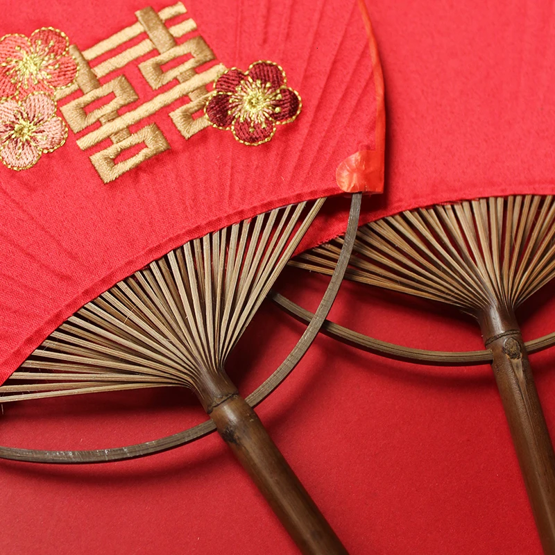 Свадебный веер вышивка красный китайский свадебный сувенир и подарки Hanfu