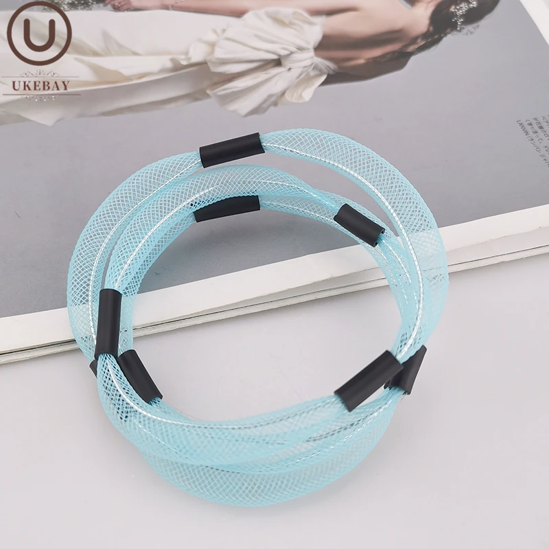 

UKEBAY New Designer Handmade Jewelry Charm Bracelets Women Sky Blue Mesh Bangles Gothic Hand Chain Party Accessories Bracelet