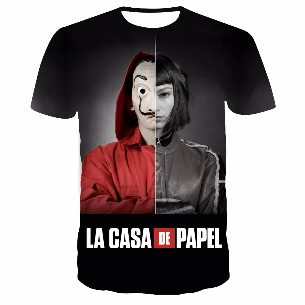 

2021 Summer New La Casa De Papel 3D Printed Men's T-Shirt Harajuku O-Neck Super Large Breathable Polyester Hip-Hop T-Shirts
