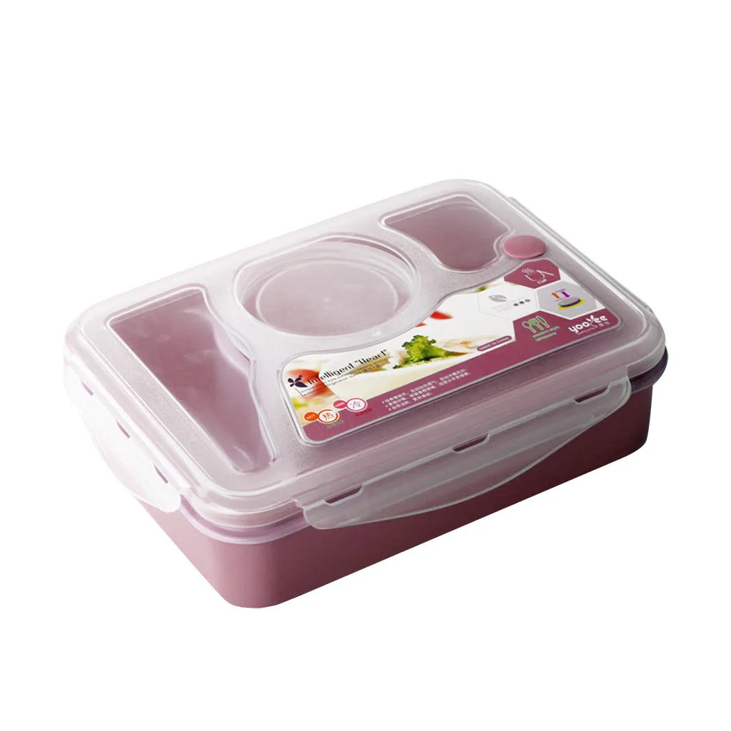 Lunchbox Portable Healthy Material Lunch Box Microwave Oven Heating Four-lattice Square Student Storage Food Boxes | Дом и сад