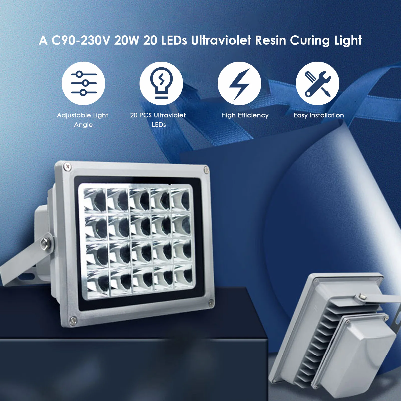 

Фонасветильник для отверждения 3D-принтера, 20 Вт, 20 светодиодов