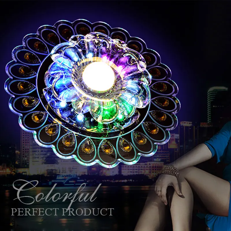 Современные хрустальные светодиодный светильник ing Гостиная Павлин Потолочная