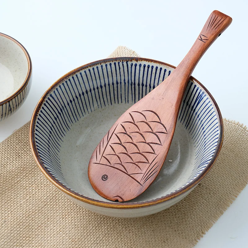 Искусственная деревянная ложка в японском стиле креативные милые рыбки кухонные