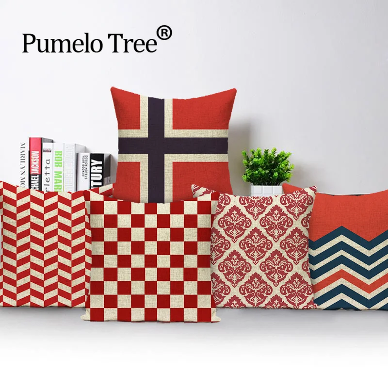 Простой чехол для подушки в скандинавском стиле наволочка красную полоску с