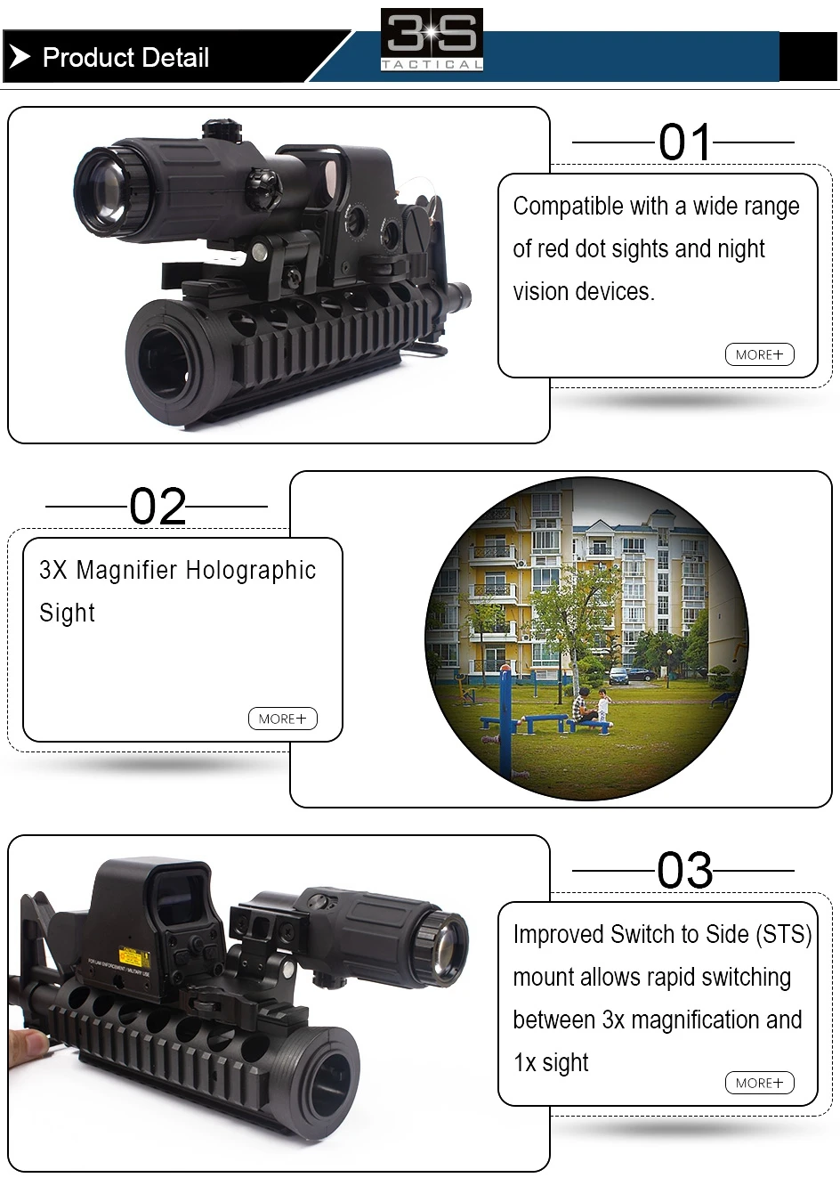 ET Style G33 3X лупа голографический Rilescope прицел красная точка рефлекторный