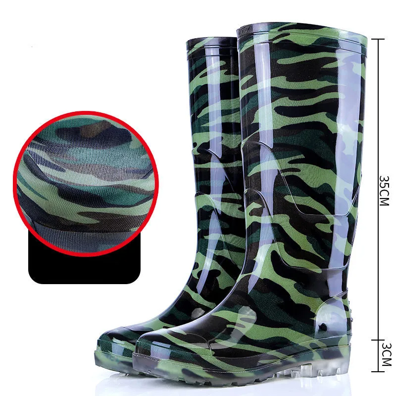 Осенне-зимние мужские дождевые ботинки Нескользящие износостойкие теплые