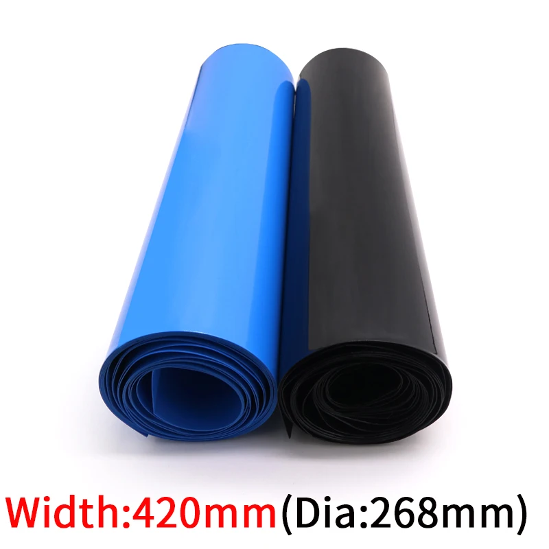 

PVC Heat Shrink Tube Width 420mm Lithium Battery Insulated Film Wrap Protection Case Pack Wire Cable Sleeve Black Blue