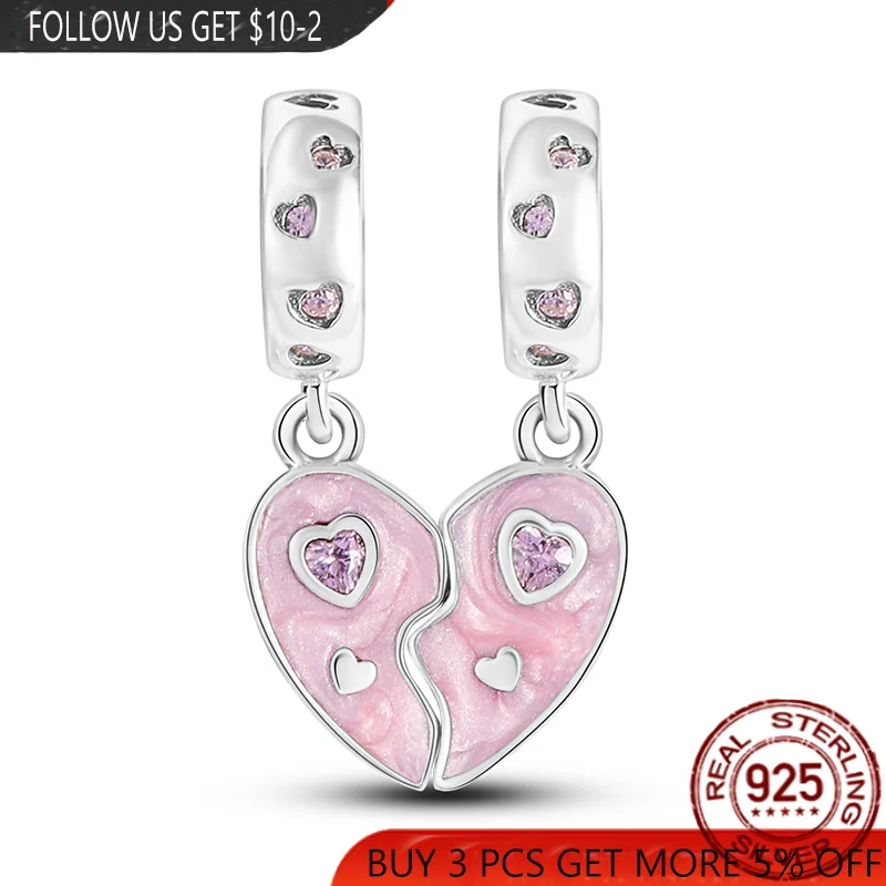 

New Fashion Sisters Girlfriends Two-Petal Love Stitching 925 Sterling Silver Bead Charms Fit Pandora Bracelet Making Jewellry