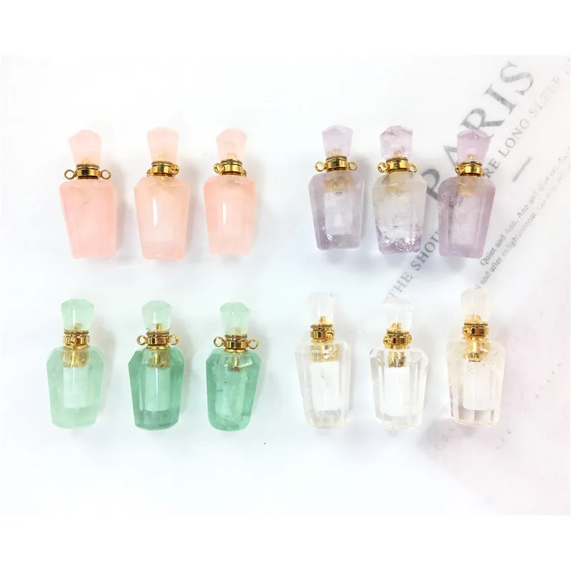 Натуральный камень подвеска в виде бутылочки парфюма ожерелье эфирное масло