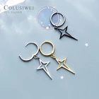COLUIWEI чистый 925 стерлингового серебра простой геометрический принт звезды, обручальные серьги для женщин 3 Цвет Pendientes модное ювелирное изделие, подарок