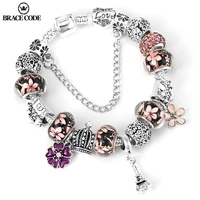 spring flower charm women braceletsnake bone chain diy ten peach blossom pendant brand baby bracelet gift direct shipping