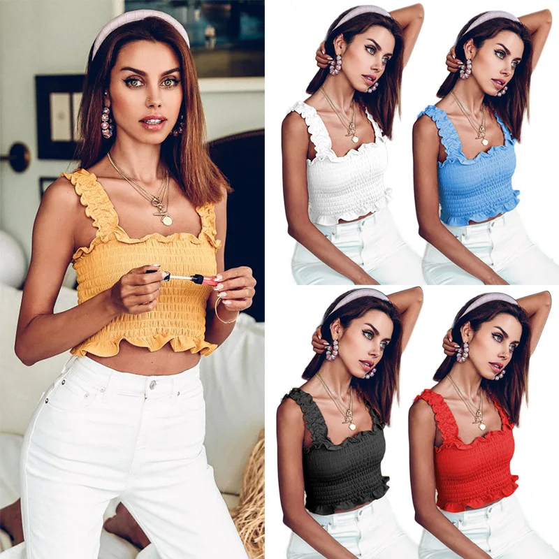 

Spring and Summer New Women's Sexy Stretch Camisole All-match Slim Body Wrap Chest Bottoming Vest Crop Tops