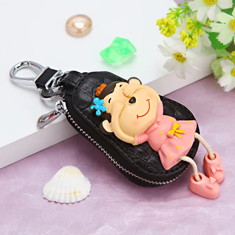 Style43 Милый мультяшный брелок Hello Kitty, модный кожаный кошелек на молнии, брелок для женщин и девочек, брелок для ключей, автомобильный Шарм, ювелирное изделие, подарок - Цвет: Style43