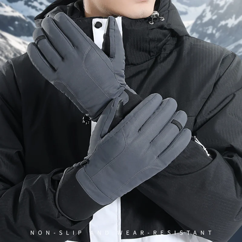 

New Autumn And Winter Men'S Outdoor Skiing Warmth And Velvet Touch-Screen Non-Slip Storage Buckle Cold-Proof Riding Gloves