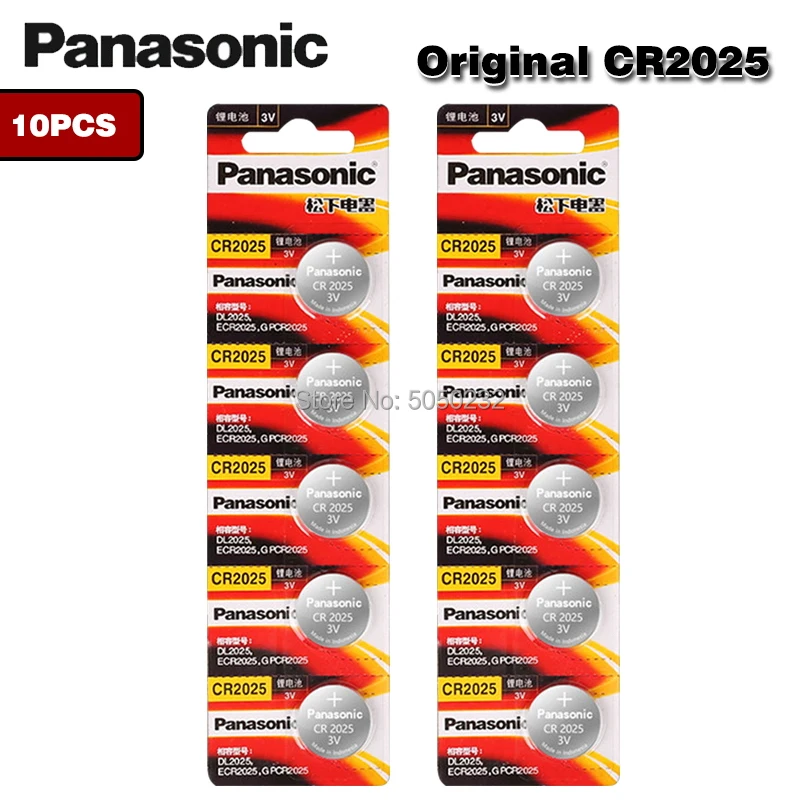 Оригинальный литиевый кнопочный элемент питания PANASONIC 10 шт. CR2025 часы 3 в