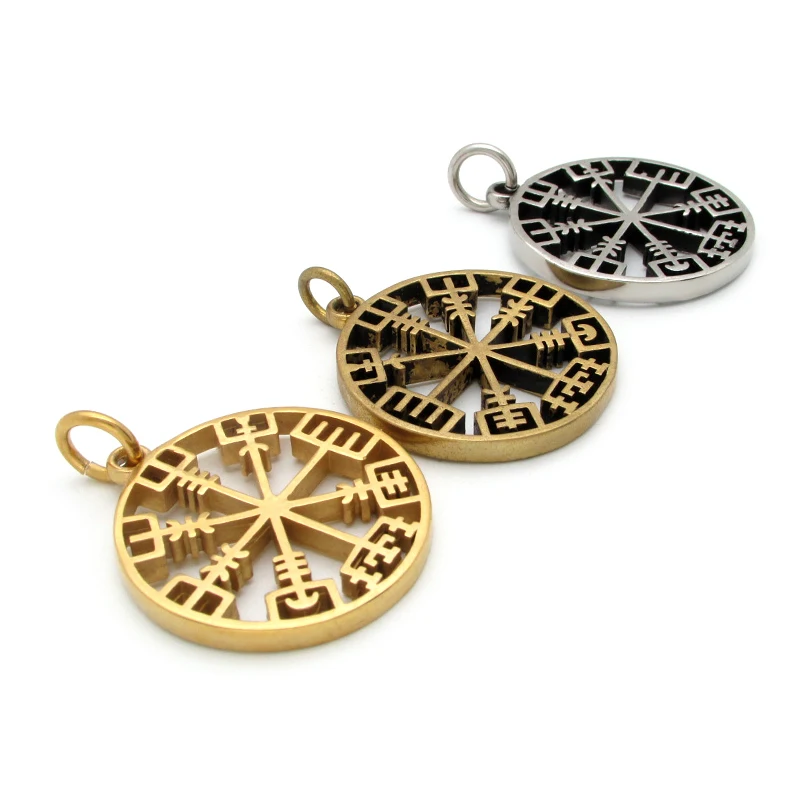 Free Shipping Viking Rune Icelandic Vegvisir Compass Helmet Horror In Runic Circle Pendant Amulet Collier Necklace | Украшения и