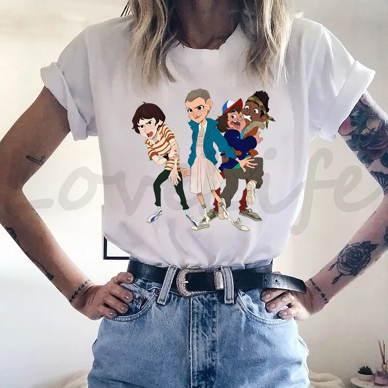 

Stranger Things T-shirt Women Eleven Cotton O-Neck Tshirt Eleven Anime Graphic Grunge Tops Black Tee Shirts Funny Short Sleeve