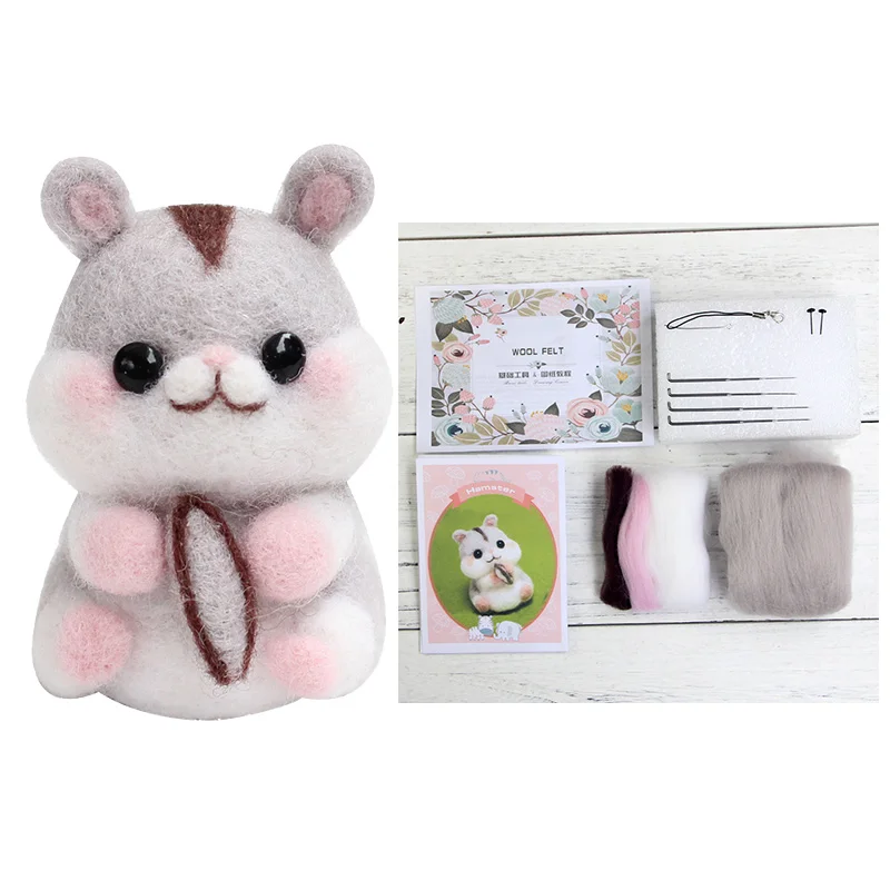 Hamster LMDZ 1 шт. несколько Подвески с изображениями животных мультфильм набор шерстяной вышитый набор Шерсть Войлок игла для валяния брелок вышивка своими руками - Цвет: Hamster